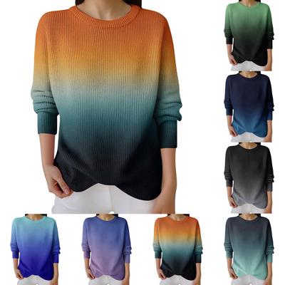 Пуловеры с длинным рукавом для женщин, с круглым вырезом, повседневные, милые, с принтом, вязаные, оверсайз