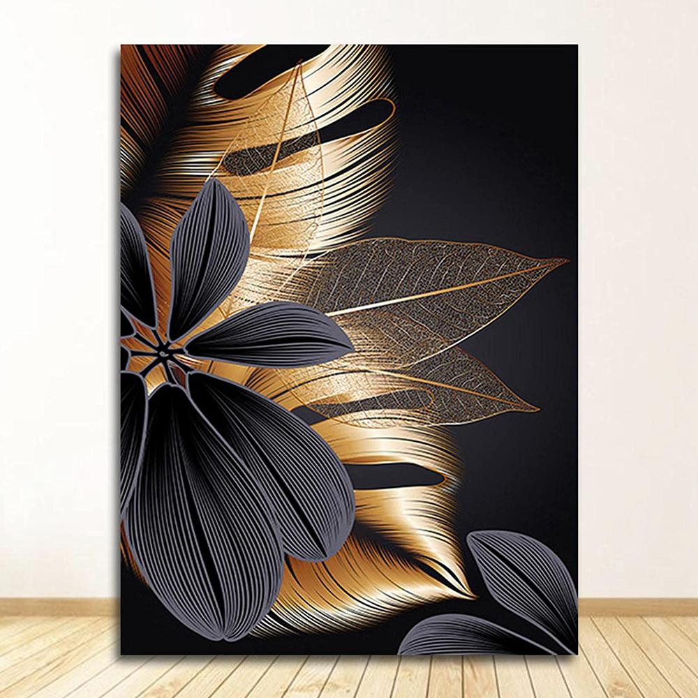 Abstract Golden Tree Leaves Canvas Art Posters and Prints Modern Fashion Luxury Paintings On the Wall Art Pictures Home Decor