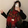 New Korean Style Christmas Plaid Large Scarf Dongdaemun Thickened Versatile New Year Shawl Long Student Warm Scarf