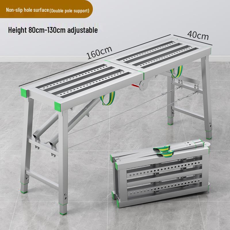 Folding Heightened Trestle Ladder and Putty Scraper for Construction
