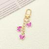7PCS Pendant Rhinestone Butterfly Keychain Ornaments Key Ring Cute Crystal Bow Key Chain  Bag Decor