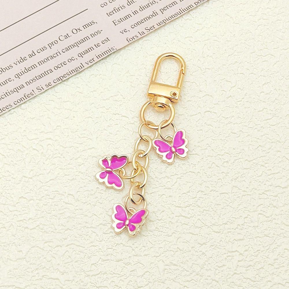 7PCS Pendant Rhinestone Butterfly Keychain Ornaments Key Ring Cute Crystal Bow Key Chain  Bag Decor