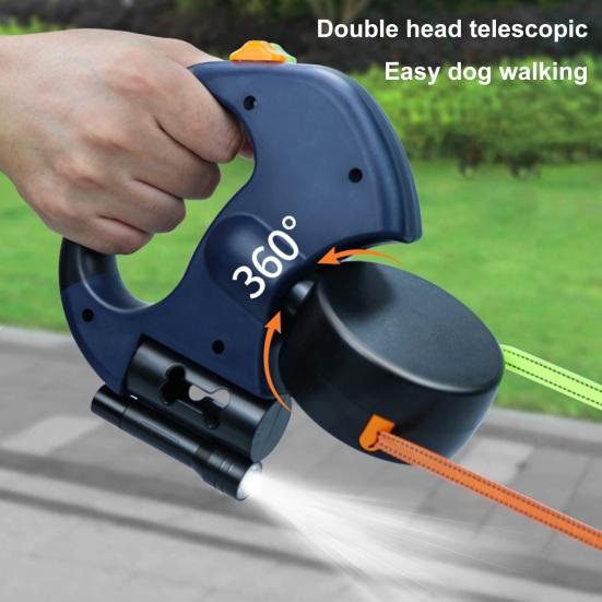 Двойной выдвижной поводок для собак, двухголовый выдвижной поводок для прогулок, не допускающий запутывания, трос для двух собак весом до 50 фунтов