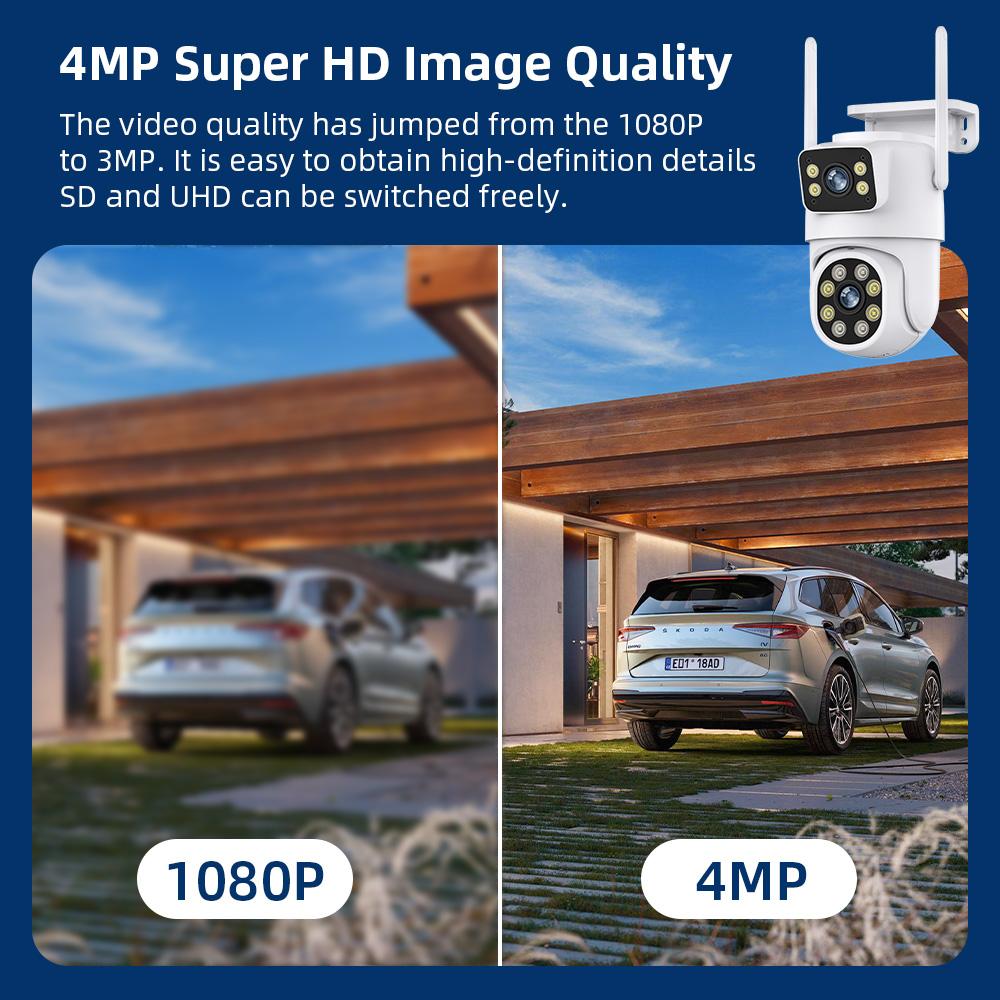 Камеры видеонаблюдения 4K WiFi наружная водонепроницаемая беспроводная камера безопасности с двумя объективами IP-камера безопасности с функцией AI Track ICsee