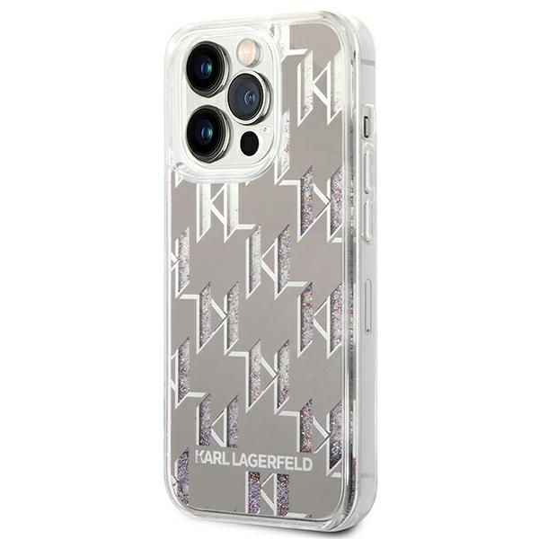 Karl Lagerfeld Klhcp14Llmnms Iphone 14 Pro 6,1 Жесткий чехол Серебряный/Silver Жидкий глиттер Монограмма