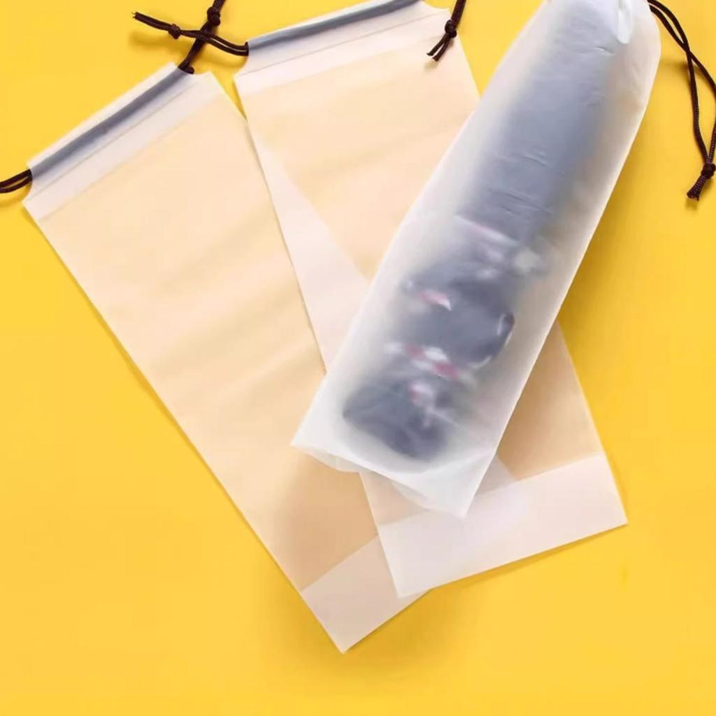 Матовый полупрозрачный пластиковый пакет Сумка для хранения зонта Многоразовая портативная крышка для хранения зонта на шнурке Домашнее хранение