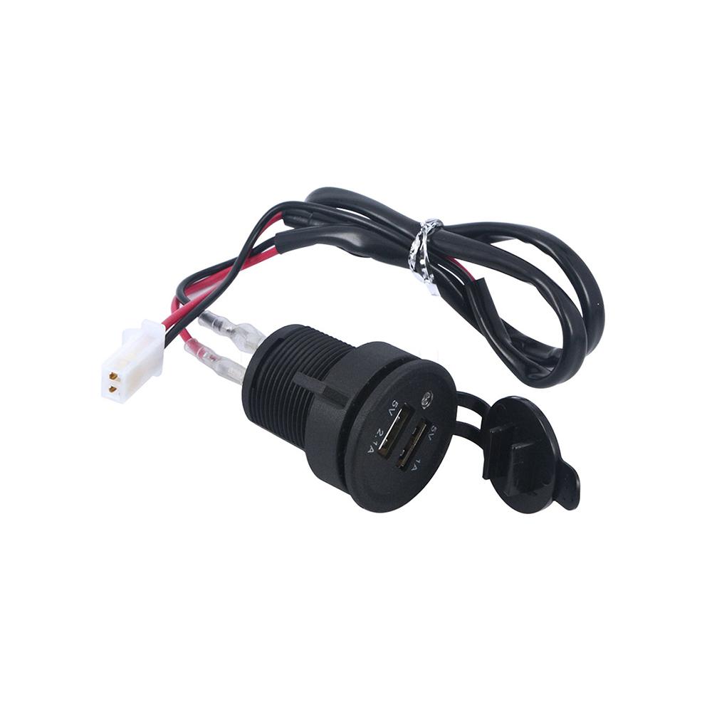 Автомобильное зарядное устройство с двумя портами USB, розетка 5 В, 1 А и 2,1 А для мобильного GPS-зарядного устройства, автомобиля, лодки, морского фургона, скрытого монтажа (С проводом)