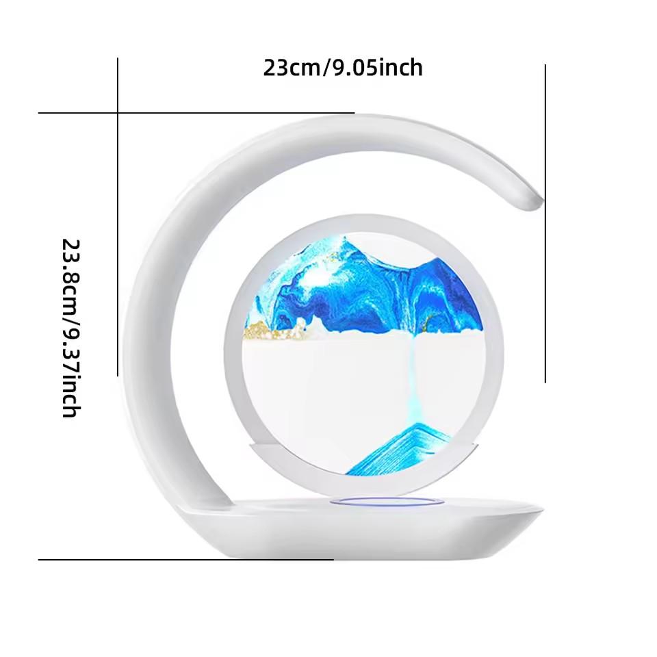 Настольная лампа USB Беспроводная зарядка Настольная лампа 3D Песочные часы Орнаменты Песочная картина Ночник для украшения офисной комнаты