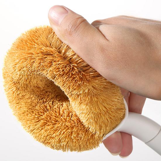 Pot Brush Ergonomic Long Handle Coconut Palm Bristles Cleaning Brush Multifunctional Kitchen Cleaning Tool
