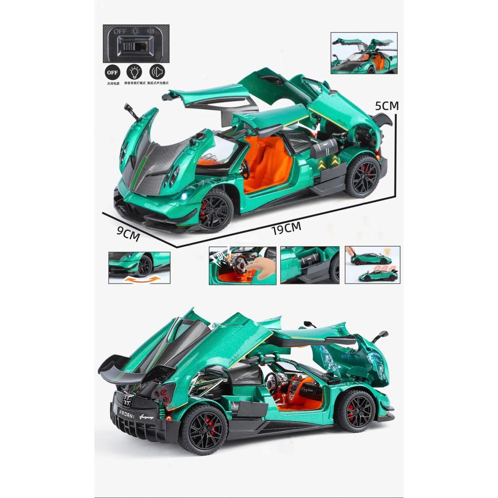 1/24 Pagani Huayra BC Сплав Спортивная Модель Литой Металл Гоночный Автомобиль Транспортные Средства Модель Симуляция Звук Свет Коллекция Детская Игрушка Подарок