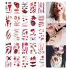 20/30/50 Sheets Halloween Terror Wound Temporary Tattoo Waterproof Realistic Blood Tattoos Injury Scar Tattoo Stickers For Body
