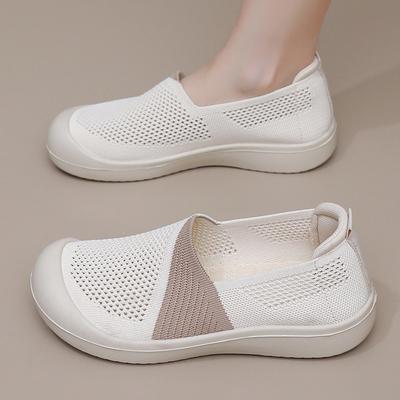 Летние новые старые пекинские тканевые туфли женские сетчатые туфли сетчатые полые дышащие легкие туфли для мамы мягкая подошва нескользящие повседневные туфли