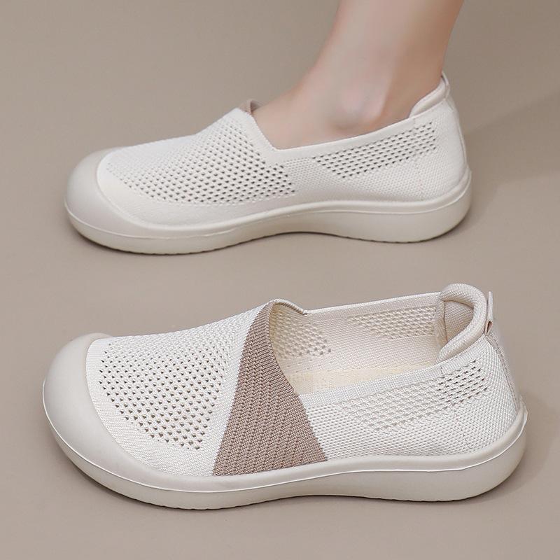 Летние новые старые пекинские тканевые туфли женские сетчатые туфли сетчатые полые дышащие легкие туфли для мамы мягкая подошва нескользящие повседневные туфли