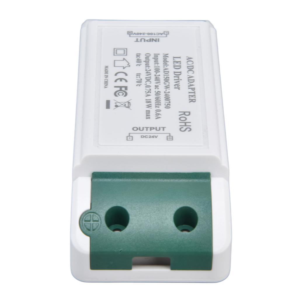 LED Driver 24V DC 0.75A 18W Quiet Operation Constant Current 24V Transformer for LED Strip Lights AC100‑240V