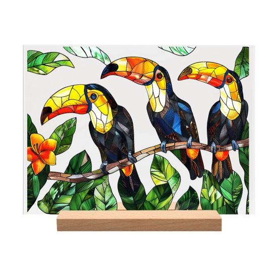 Acrylic Flower Table Sign with Wooden Stand Heavy Duty Floral Plants Home Office Centerpiece Desktop