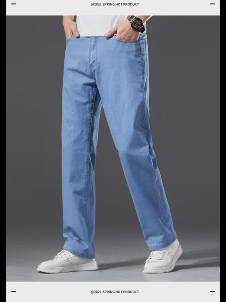 Мужские эластичные дышащие узкие прямые джинсы Four Seasons Ice Silk