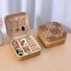 Luxurious Simple Square Multifunctional Portable Travel Jewelry Box High-Grade Leather Floral Pattern Zipper Closure