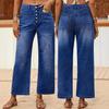 European and American Fashionable All-match Women's Jeans Button Loose Straight Pants