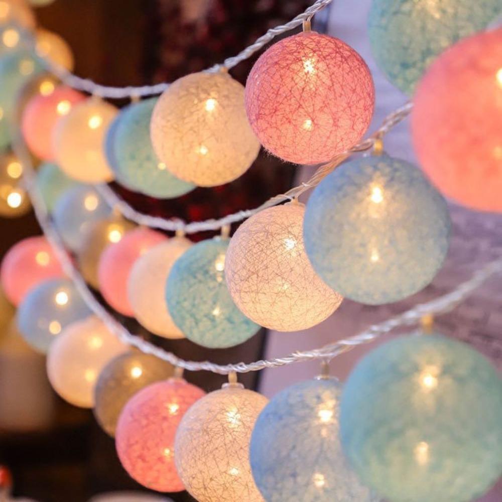 10/20 LEDS USB Balls String 1.5m/3m Cotton Balls String Lights Fairy Lights String  Wedding