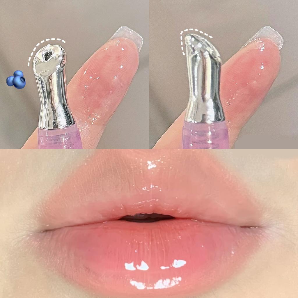 Cute Pink Lip Gloss Hydrating Non Sticky Fruit Flavor Strawberry Peach Shiny Moisturizing Lip Balm Mirror Gloss Lip Oil Makeup