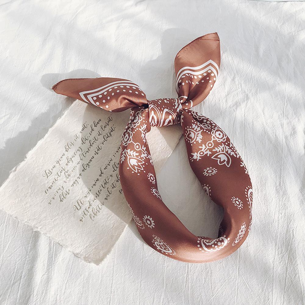 Elegant For Women Paisley Printed Flower Small Shawls Head Scarfs Square Hijab Scarf Bandana