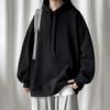 Men Autumn Winter Hoodie Thick Plush Big Pockets Solid Color Long Sleeves Plus Size Elastic Cuff And Hem Hooded Loose Daily Wear Casual Sport Top