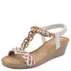 Fashion Brand Casual Summer Fashion Small Wedge Lightweight Sandals Women Elastic Band Beaded Jewel Petal Shoes Rome Ankle T-strap