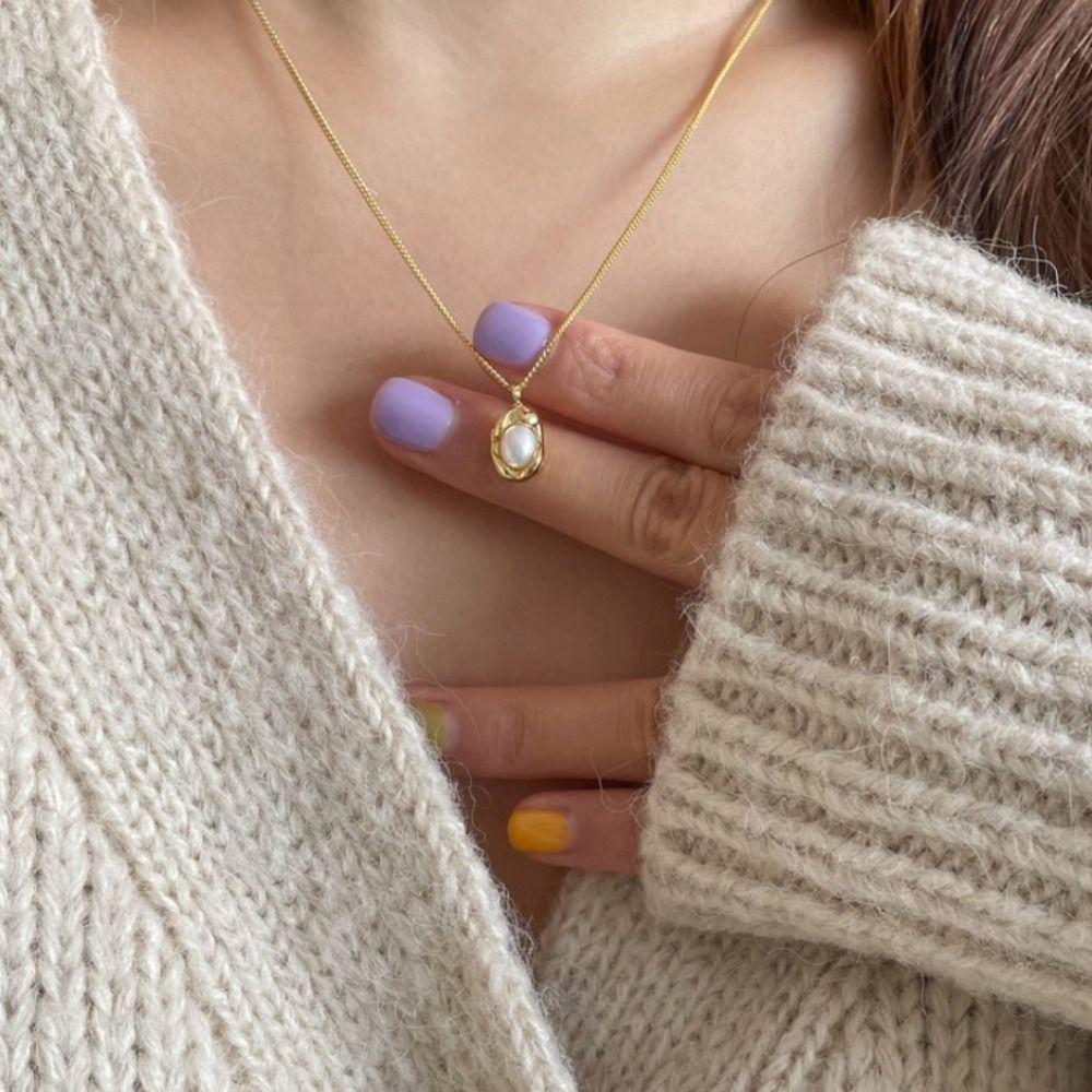 Irregular Shell Jewelry Zinc Zinc Alloy Pearl Necklace Korean Style Pendant Women Clavicle Necklace