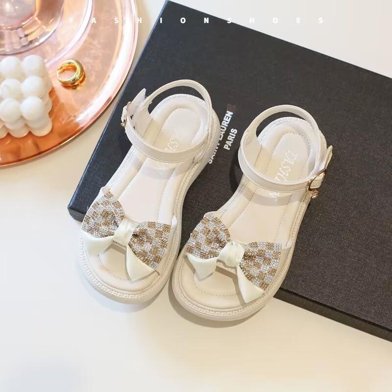 Children's Sandals Open Toe Pleated Solid Casual Girls' Square Toe 2024 Children's Fashion Wedding Party New Sandals