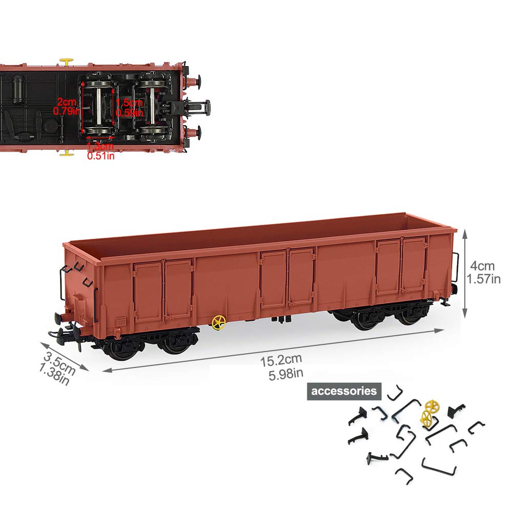 3 HO Gauge 40ft Brown High Cube Открытый вагон Гондола Поезд Транспортное средство Грузовой поезд Модель поезда Транспортный набор грузовых поездов Железнодорожная модель грузового вагона