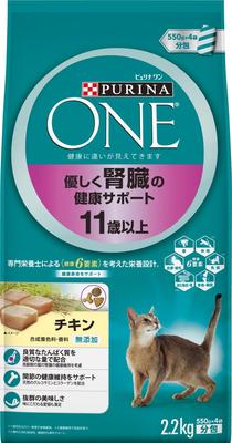 Purina One Dry Для пожилых кошек лет и Щадящая поддержка здоровья почек Курица x 4 (11 старше) 2,2 кг (550г пакеты) [Корм для кошек]