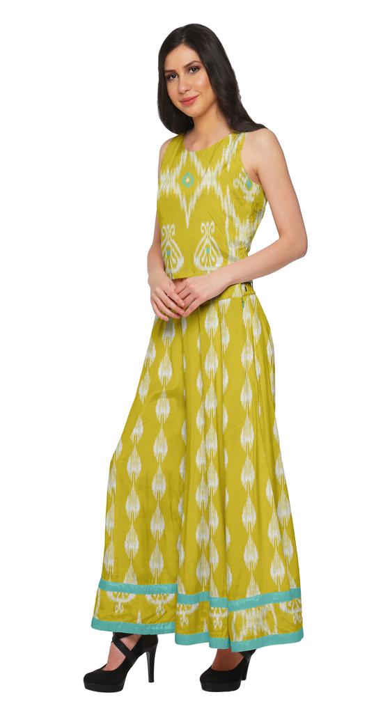 Moomaya Crop Top And Palazzo Set For Girls Printed Santoon Womens Clothing