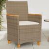 VidaXL Set of 2 Garden Chairs with Cushions, Seats with Armrests, Patio Terrace Armchairs, Modern, Beige Resin 368722