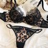 Sexy Leopard Print Women Lingerie Set French Lace Flowers Embroidery Mesh Bra Comfort Push Up Brassiere Charm Ladies Underwear