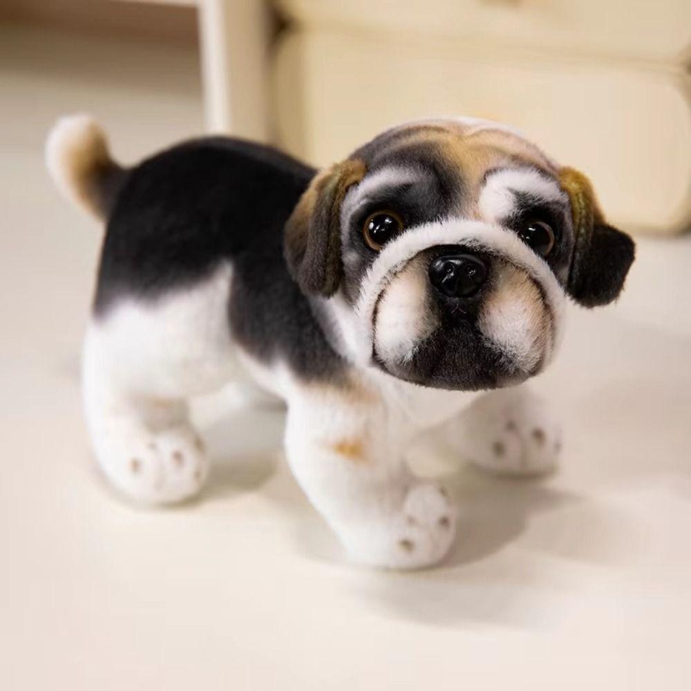 Simulation Stand Dog Stuffed Doll Realistic Baggle Dog Toy French Bulldog Plush  Stuffed Animal