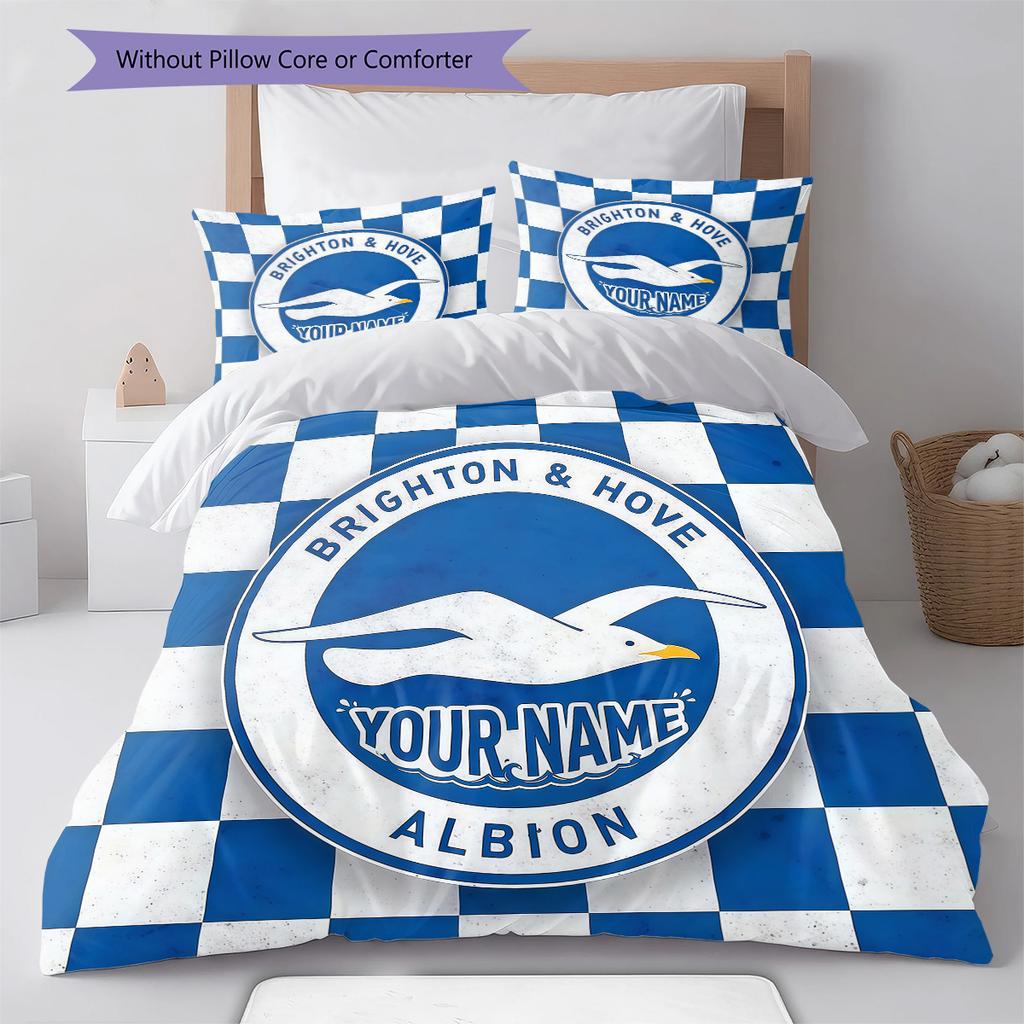 Brighton Hove Albion Custom Name Pattern Bedding Quilt Set Quilt Cover Pillowcase Home Birthday Gift(1 * duvet cover + 2 * pillowcase, without core)