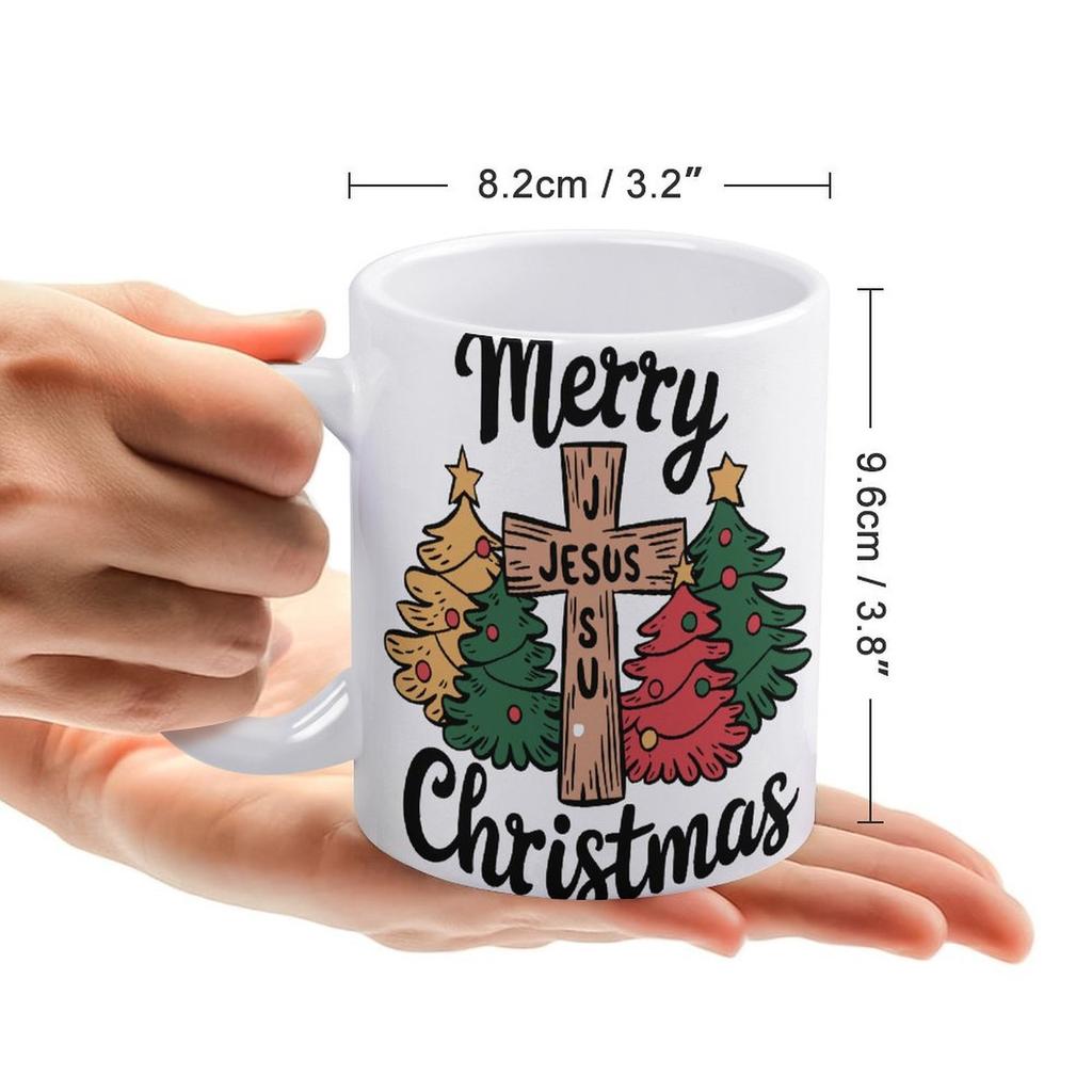 1pc 11oz Blank Ceramic Mug, Double-sided Printed Drink Cup for Home Office, Sturdy Handle, Smooth Finish, Practical for Daily Coffee Lovers