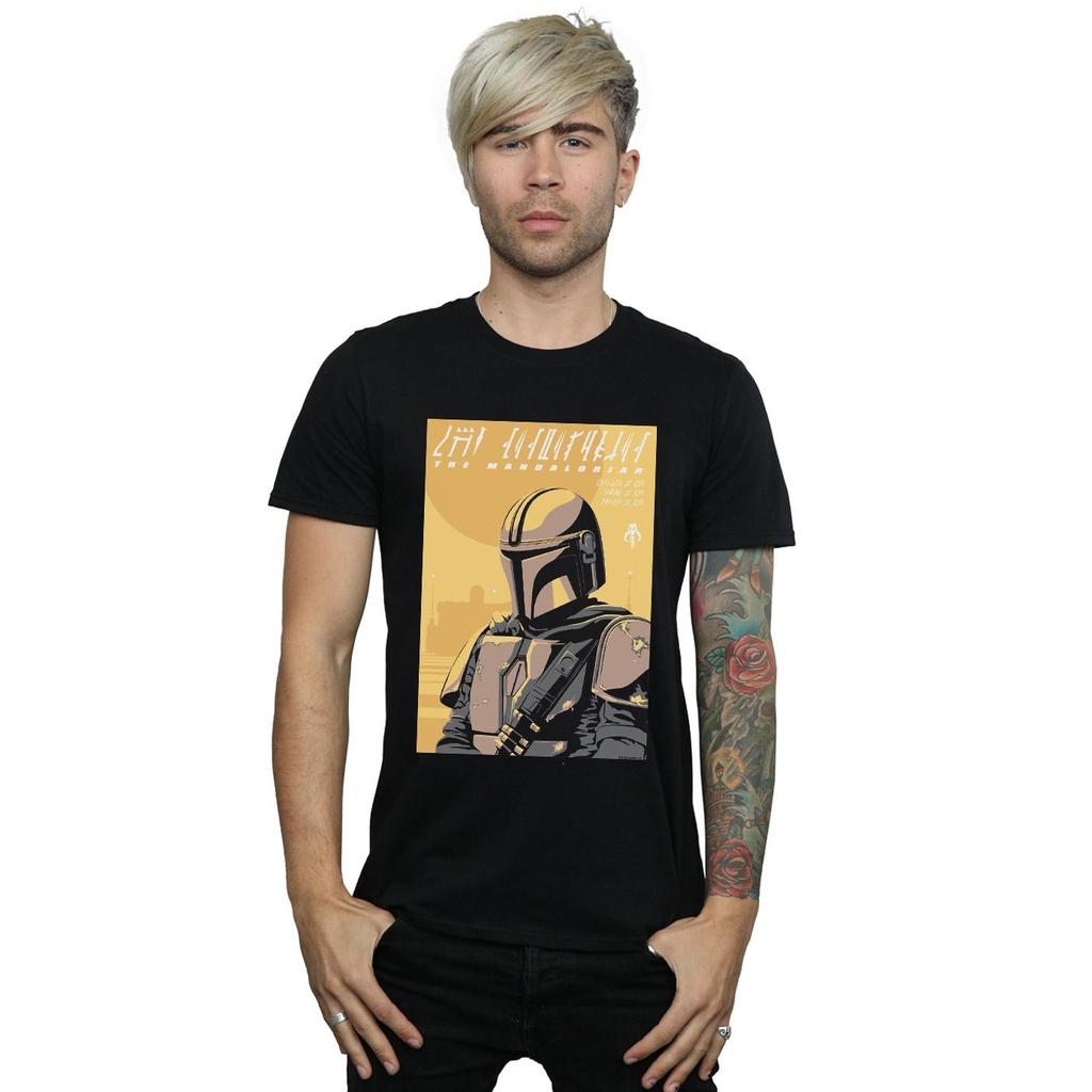 Star Wars Mens The Mandalorian Art Poster T-Shirt