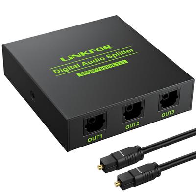 Оптический цифровой распределитель LiNKFOR 1 вход 3 выхода Совместим с DTS USB-кабель и оптический кабель в комплекте Совместим с SPDIF/TosLink LPCM2.0