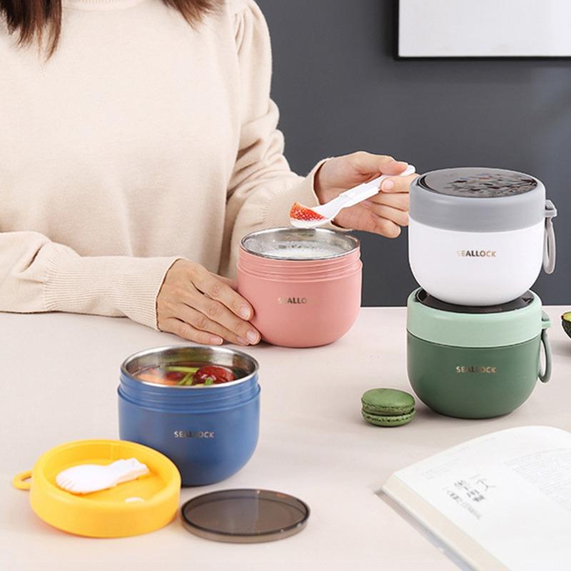 600 мл термобокс для ланча, мини-портативный герметичный пищевой контейнер из нержавеющей стали, вакуумная чашка для супа, изолированная чашка для завтрака, ложка