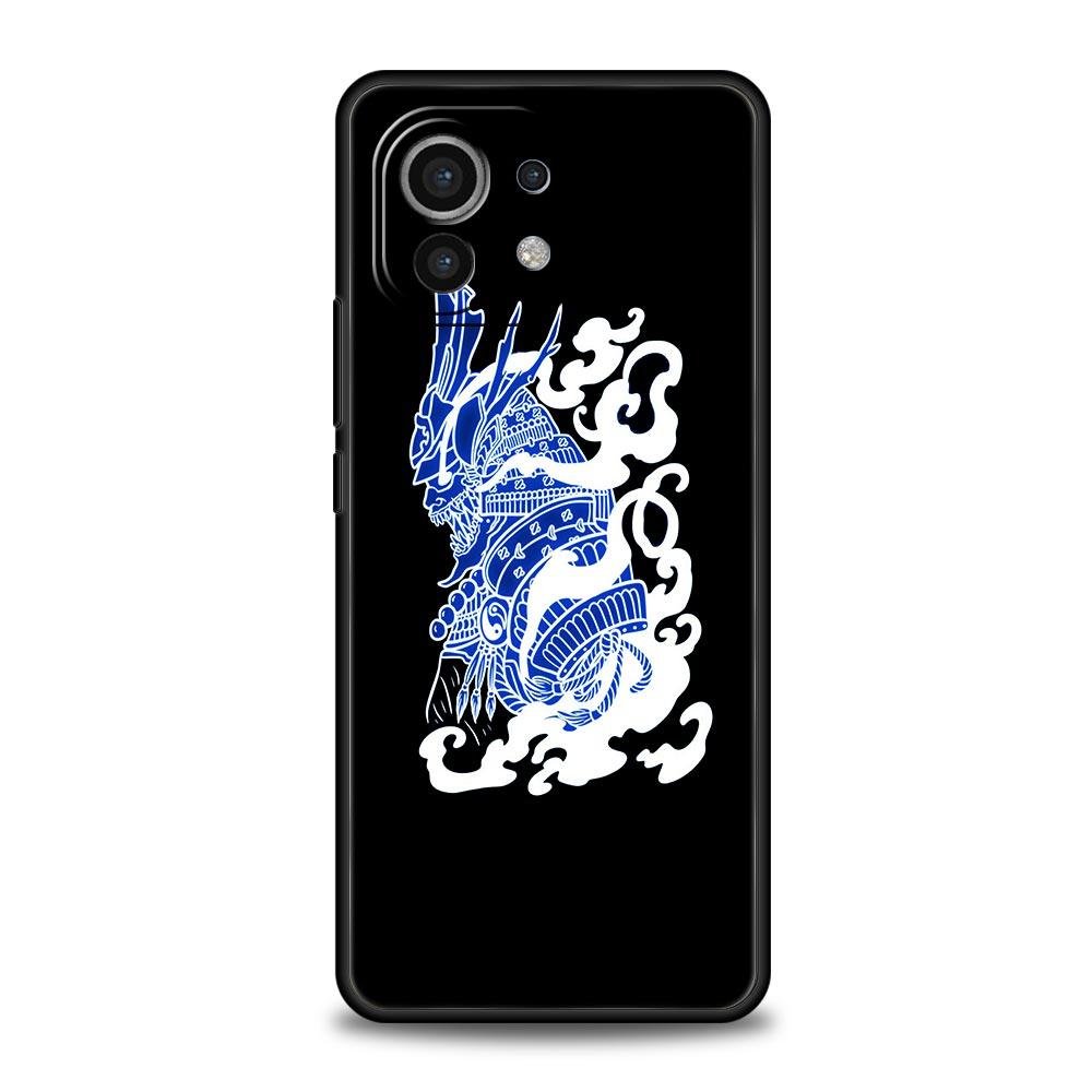 Чехол для Xiaomi Poco X4 X3 NFC F3 F4 M3 M4 Mi Note 12T 10 11 Ultra 11T 13 Pro 10T 12 Lite 9T 5G Мягкий чехол Samurai Oni Mask неоновая