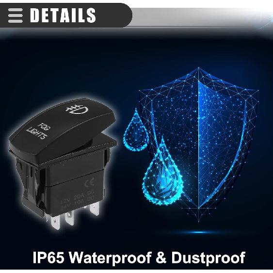 Универсальные противотуманные фары Motoforti, 5-контактный тумблер SPST, лазерная кнопка ВКЛ/ВЫКЛ, 20A/12V 10A/24V, водонепроницаемые для автомобиля, пластик, с белой светодиодной подсветкой