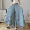 Women Summer Pleated Loose Pants Fashion Female Chiffon Elastic Waist Skirt Pants Wide Leg Pants