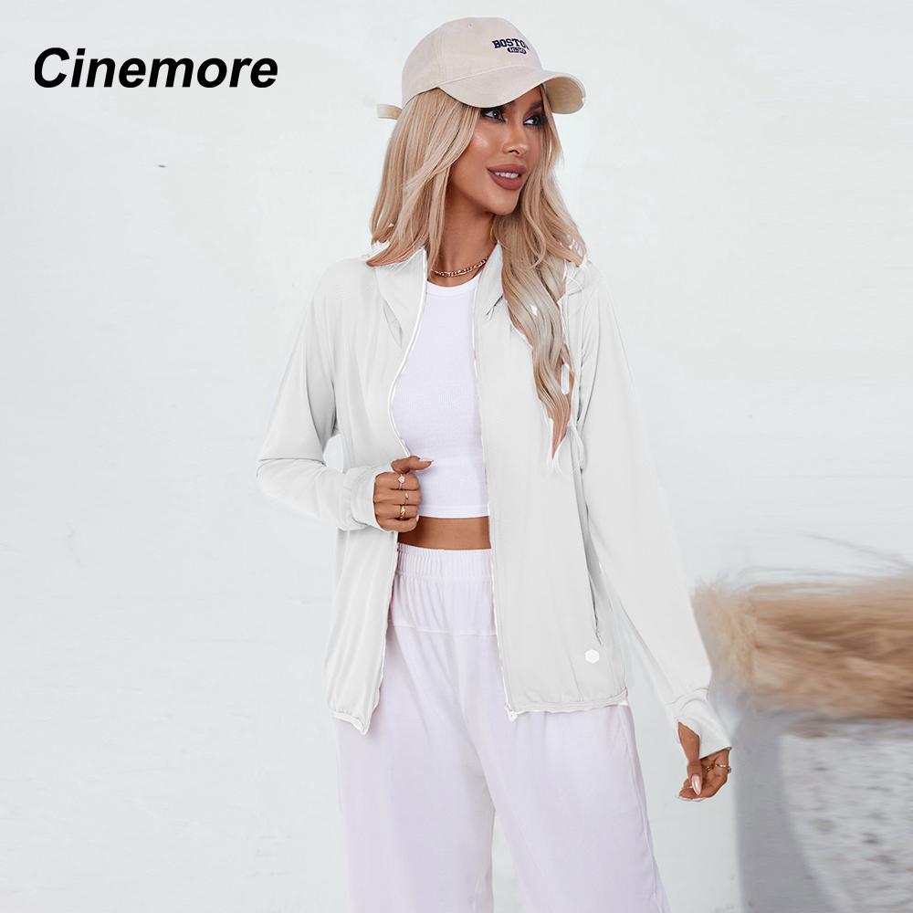 Cinemore Женская летняя модная тонкая солнцезащитная куртка с защитой от ультрафиолета, повседневная ветровка с капюшоном и длинными рукавами, ветрозащитное пальто, верхняя одежда