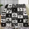 Halloween-themed Blanket: Bats, Stars, Pumpkins , Flannel Blanket, Halloween Gift Blanket.