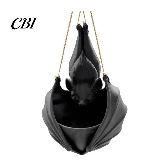 Novelty Hanging Vines Holder Bat Plant Pot, Halloween Shaped Planter, 3D Printed Gothic Decorative Containers Flower for Indoor Outdoor Home