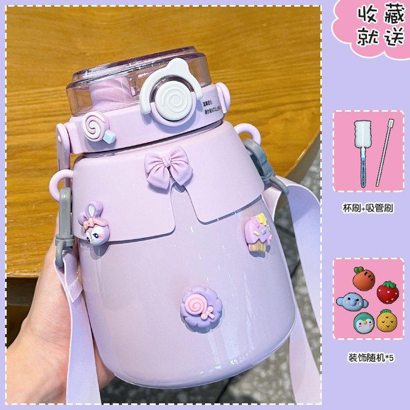 Japan Zgp Children's Large Capacity Thermos Cup Good-looking with Straw Big Belly Cup Women Cute School Water Bottle