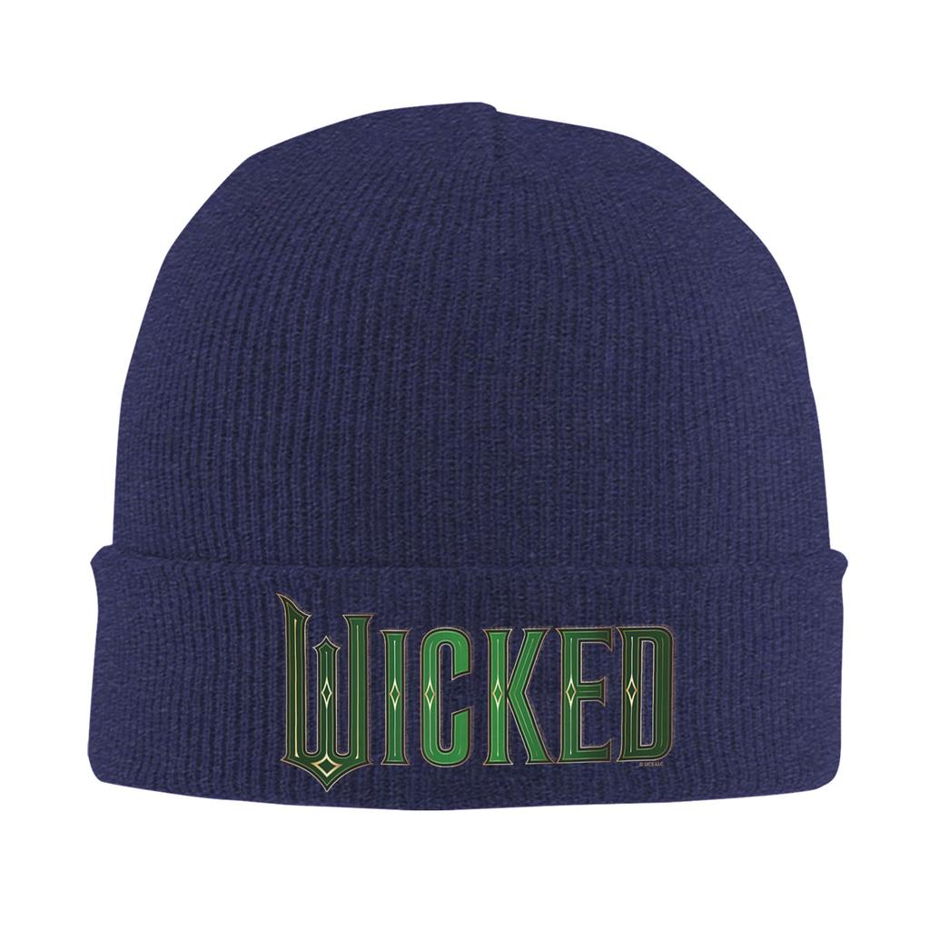 Wicked Movie Logo Emerald Green Beanie Hats  Knit Hat Men Women Street Warm Caps Spring Hippie Design Bonnet Hats