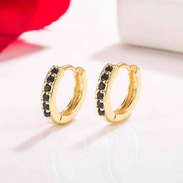 Женские серьги-гвоздики из 14-каратного золота с бриллиантами, однорядные, с полной пряжкой, Aros Mujer Oreja, настоящее 14-каратное желтое золото Orecchini