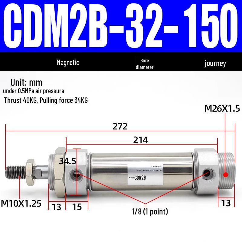 Миниатюрный пневматический цилиндр из нержавеющей стали CDM2B20/25/32/40*100X25-50-75-125-200